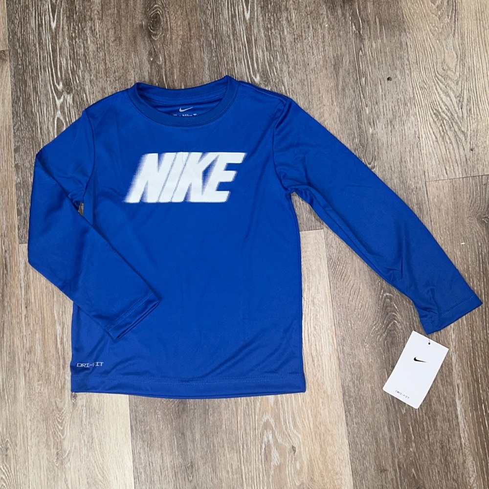 NEW Nike boys dri-fit shirt, blue/white, sizes 5, 6, and 7